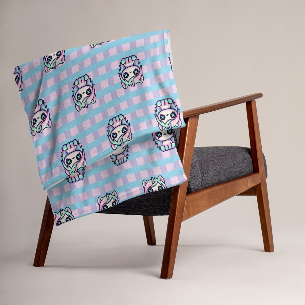 Creepy Cute Weirdcore Grunge Unicorn Pattern Pastel Goth Grunge Throw Blanket for Couch, Bed, Snuggling, Cozy Gift