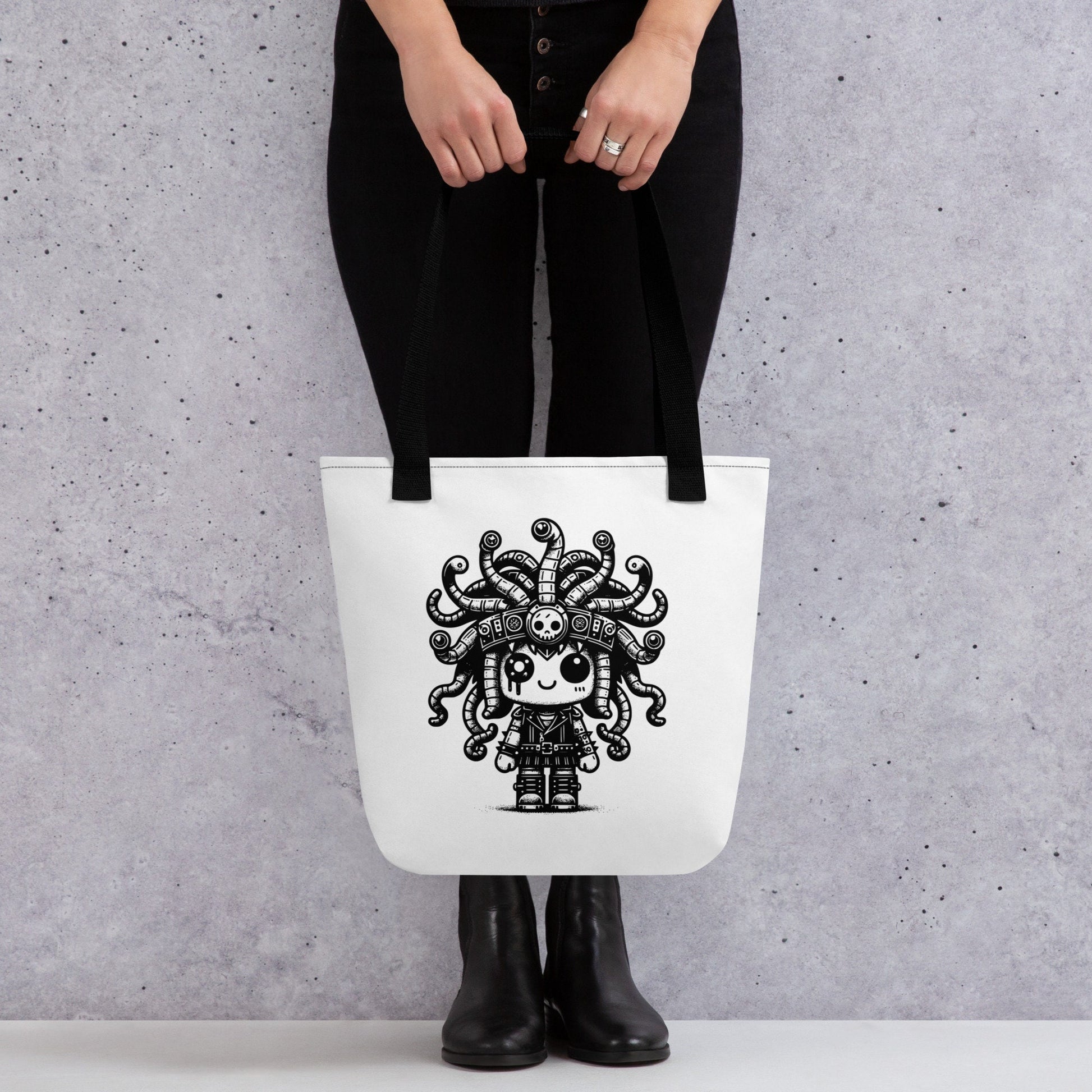 WHITE Pastel Goth Grunge Punk Medusa Tote Bag Creepy Cute Gorgon Tote DreamSage Tote Bag