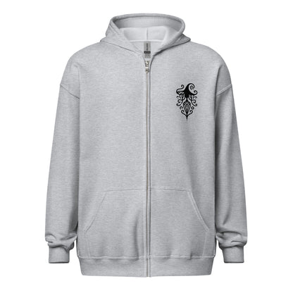 Goth Grunge Witch Playing with Bats Zip Up Hoodie Tribal Witch Front Design Hooded Jacket