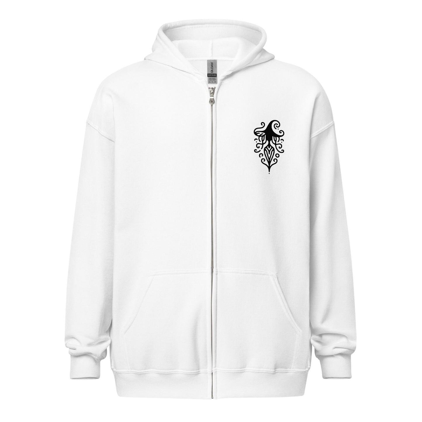 Goth Grunge Witch Playing with Bats Zip Up Hoodie Tribal Witch Front Design Hooded Jacket