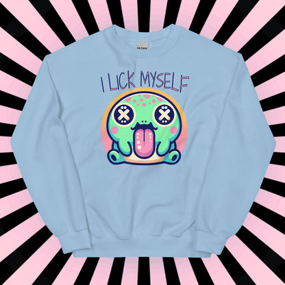 Creepy Cute Weirdcore Trippy Toad Sweatshirt I Lick Myself Grunge Colorado River Toad Sweater