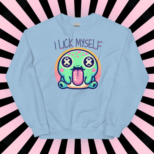 Creepy Cute Weirdcore Trippy Toad Sweatshirt I Lick Myself Grunge Colorado River Toad Sweater