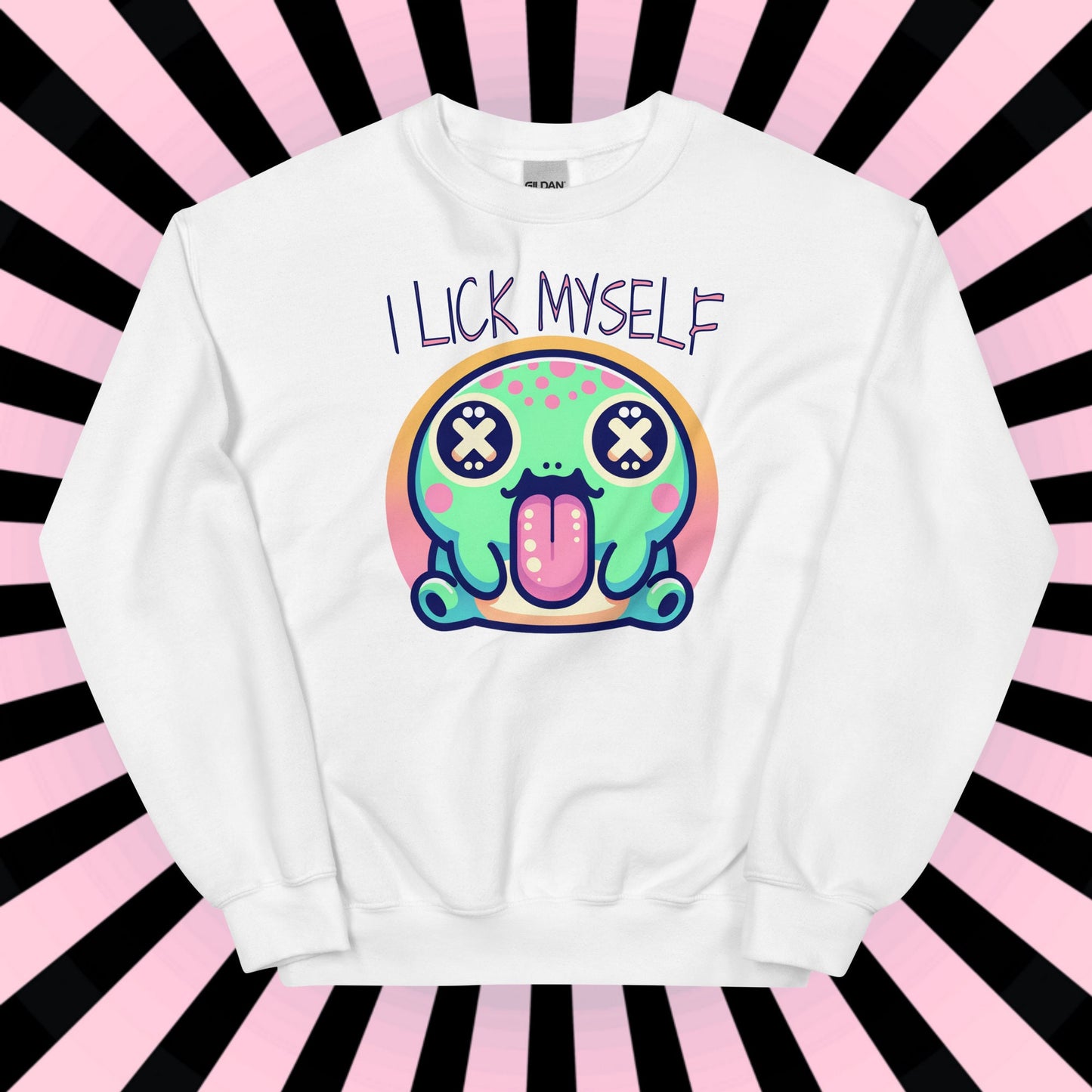 Creepy Cute Weirdcore Trippy Toad Sweatshirt I Lick Myself Grunge Colorado River Toad Sweater