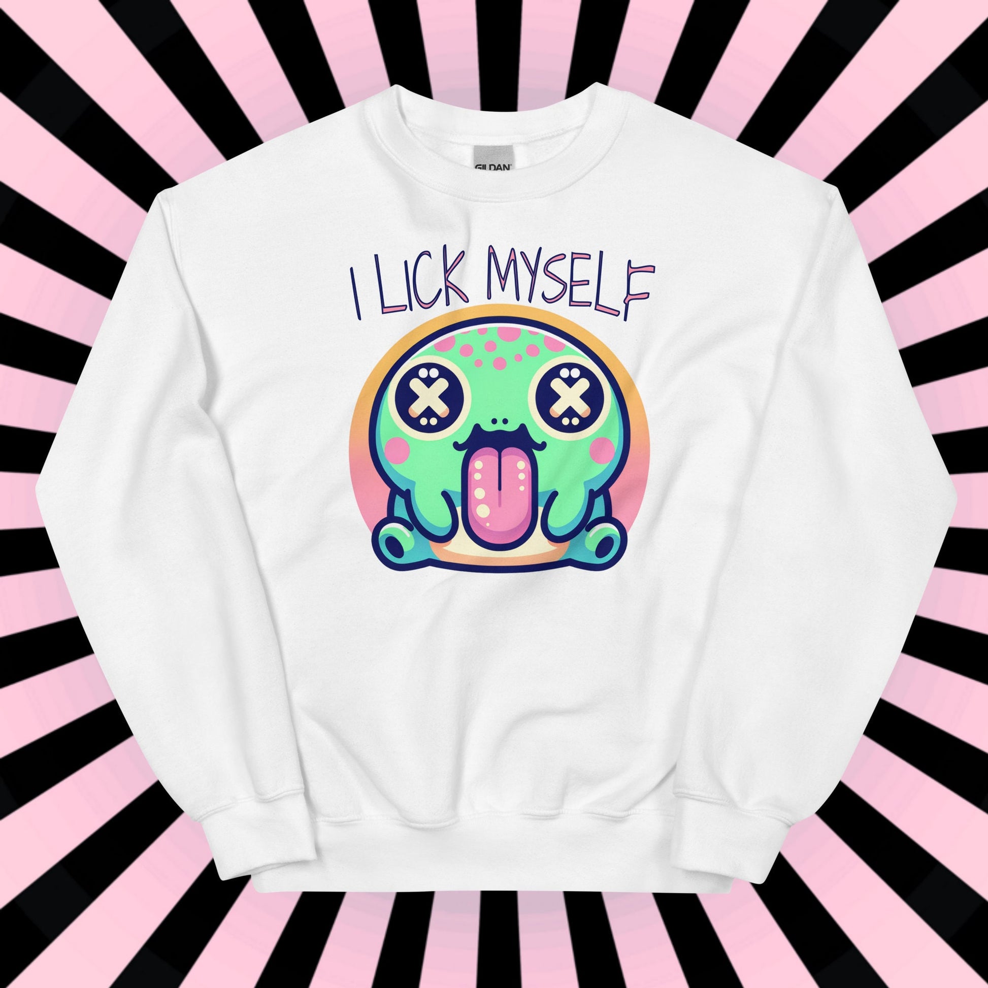 Creepy Cute Weirdcore Trippy Toad Sweatshirt I Lick Myself Grunge Colorado River Toad Sweater