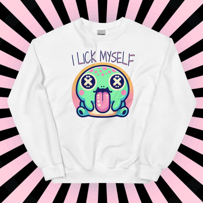 Creepy Cute Weirdcore Trippy Toad Sweatshirt I Lick Myself Grunge Colorado River Toad Sweater