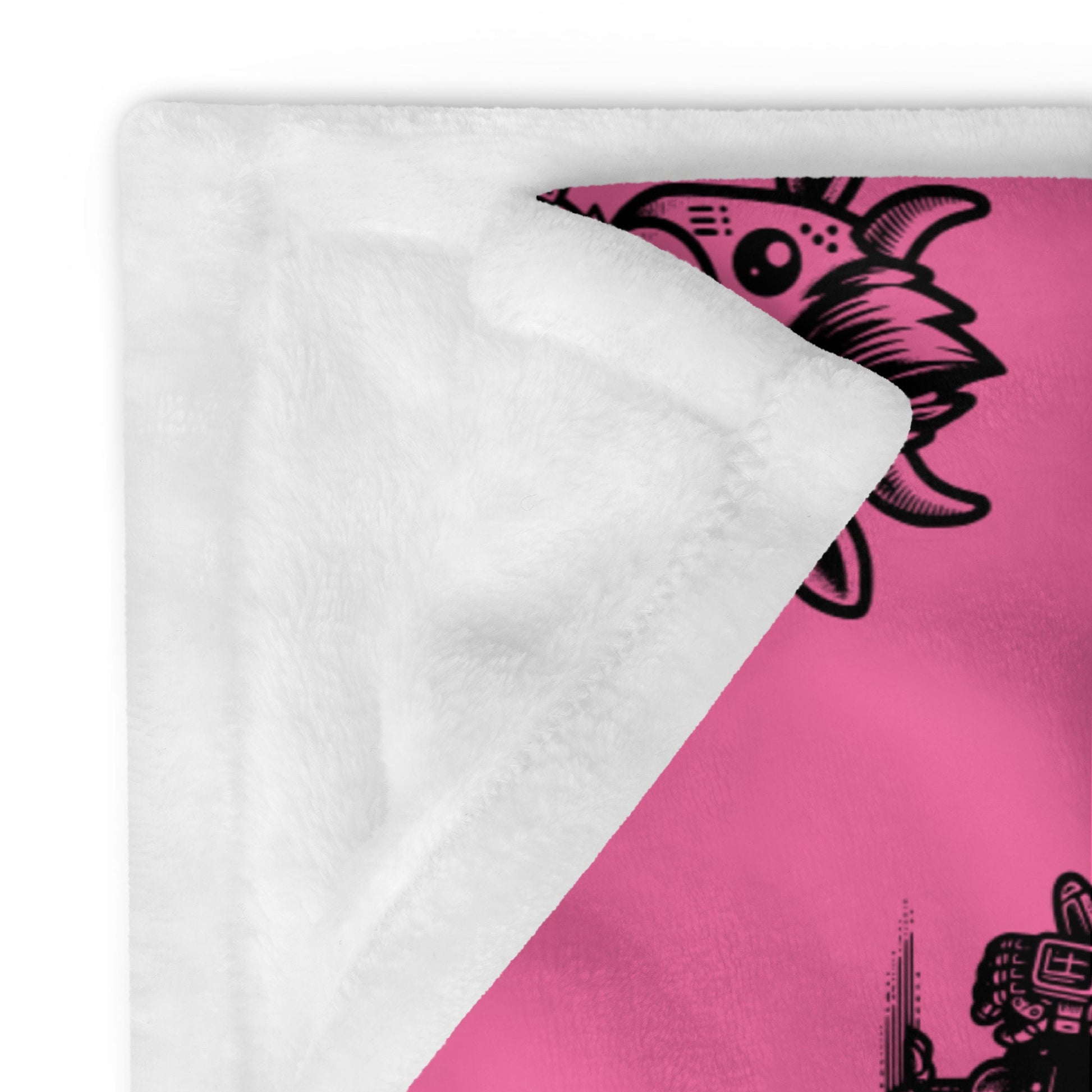PINK Gothic Cyborg Farm Animals Throw Blanket Steampunk Cow, Chicken, Pig Throw Blanket Grunge Decor