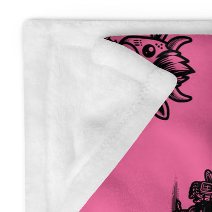 PINK Gothic Cyborg Farm Animals Throw Blanket Steampunk Cow, Chicken, Pig Throw Blanket Grunge Decor