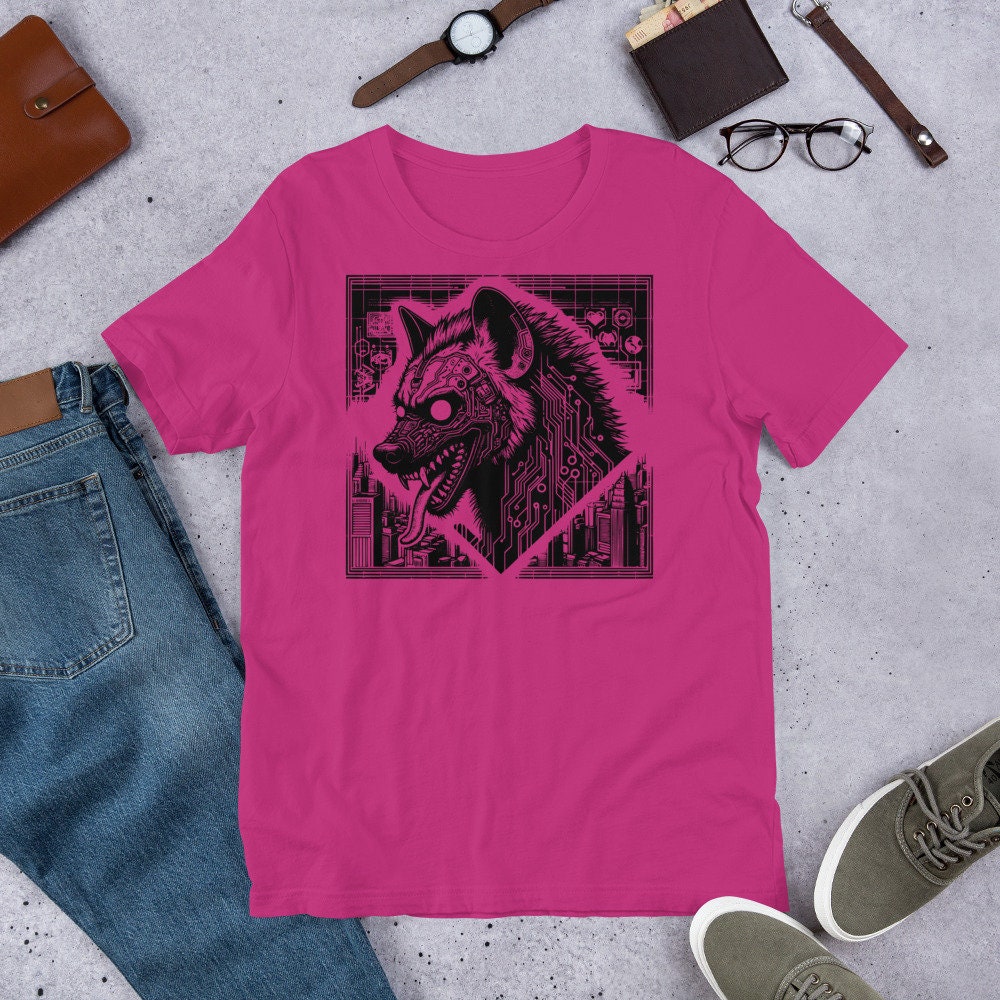Scary Spooky Dystopian Hyena T-Shirt Gothic Grunge Weirdcore Spotted Hyena with Tongue Out Tee Shirt