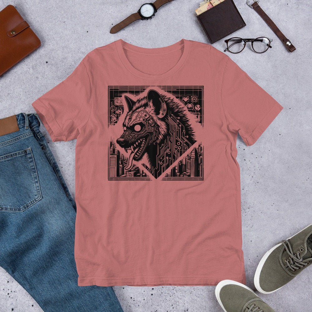 Scary Spooky Dystopian Hyena T-Shirt Gothic Grunge Weirdcore Spotted Hyena with Tongue Out Tee Shirt