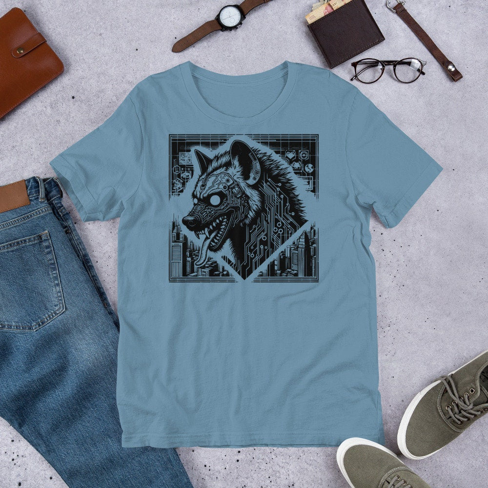 Scary Spooky Dystopian Hyena T-Shirt Gothic Grunge Weirdcore Spotted Hyena with Tongue Out Tee Shirt