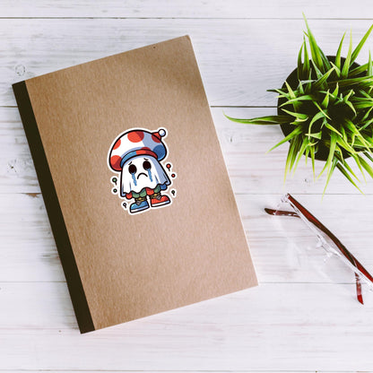 Sticker Weirdcore Crying Ghost with Funny Hat Waterproof Vinyl Halloween Sticker