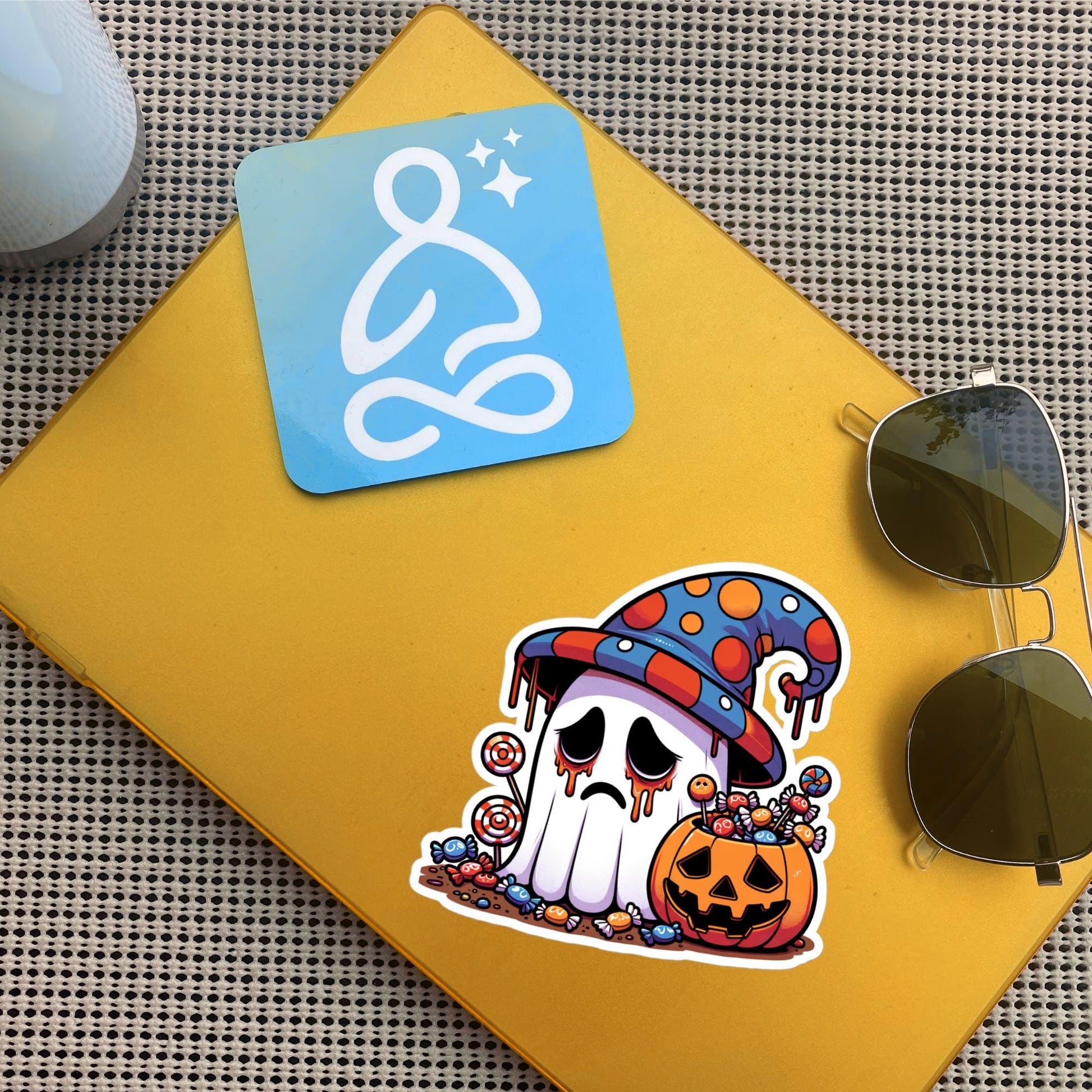 Waterproof Vinyl Sticker of Sad Little Ghost Halloween Candy Weirdcore Sticker