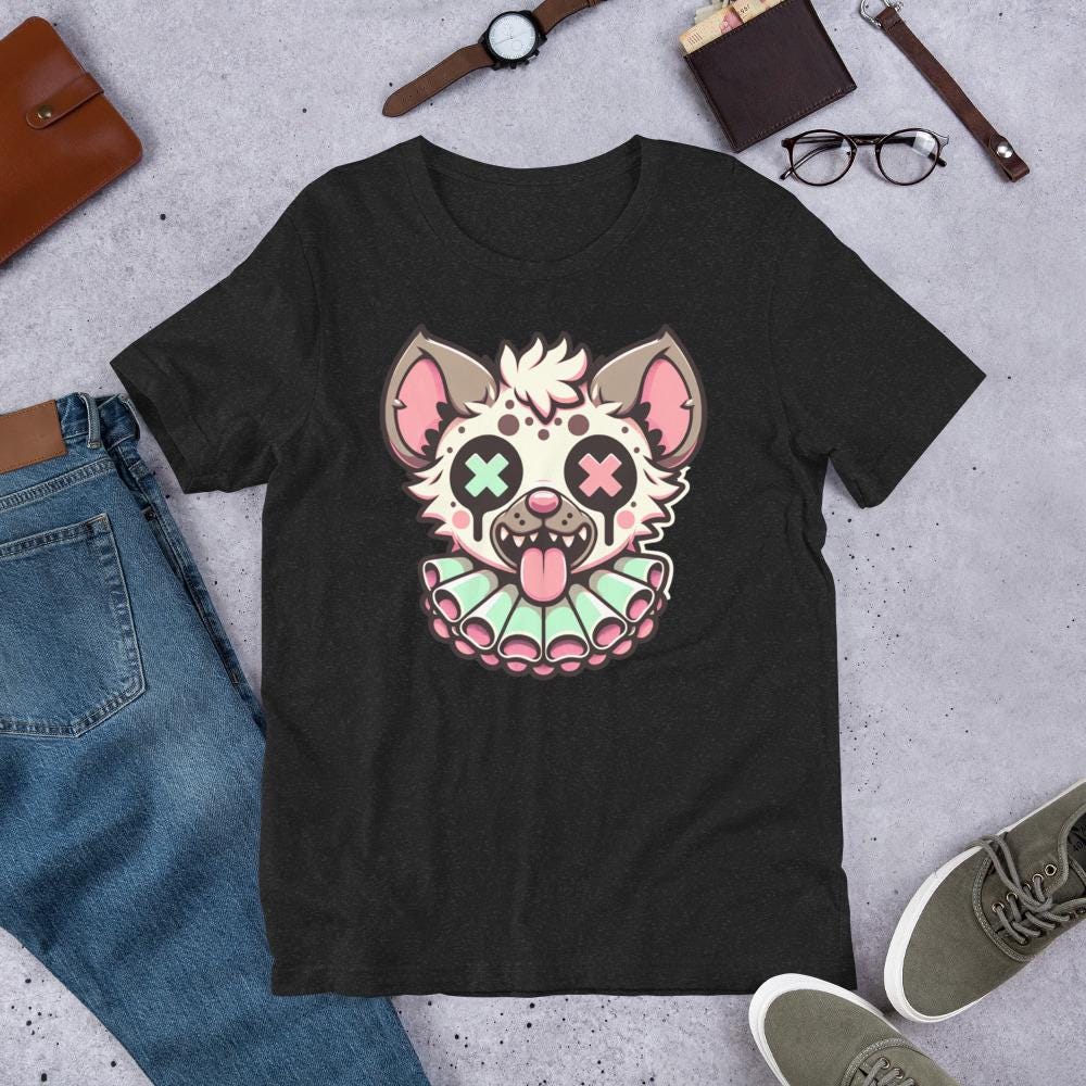 Creepy Cute Spotted Hyena Clown T-Shirt Weirdcore Clowncore Pastel Goth Grunge Tee Shirt