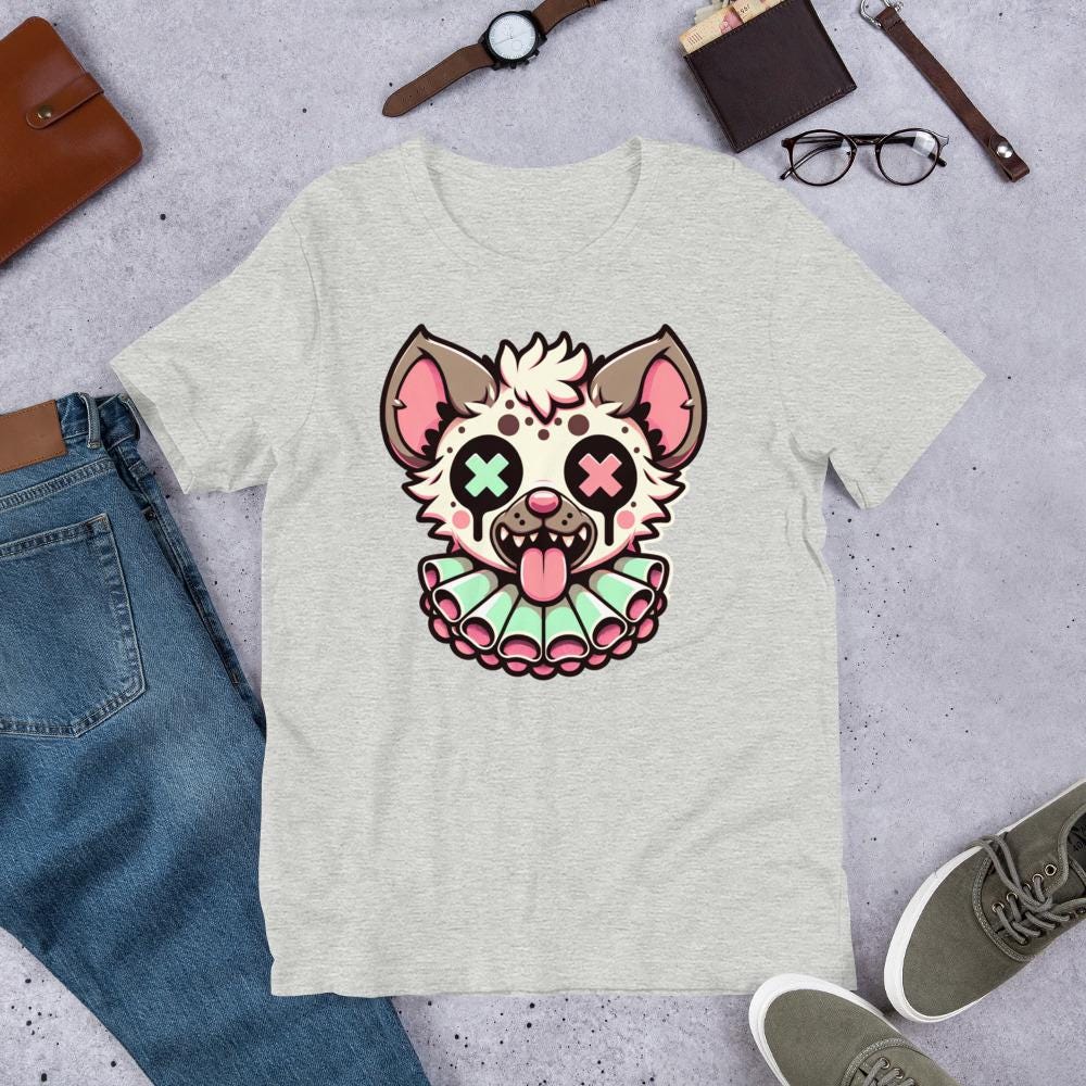 Creepy Cute Spotted Hyena Clown T-Shirt Weirdcore Clowncore Pastel Goth Grunge Tee Shirt