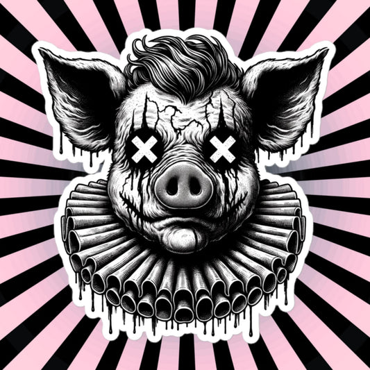 Macabre Horror Gothic Pig Clown Vinyl Sticker Gore Clowncore Gothic Evil Clown Weirdcore Waterproof Sticker