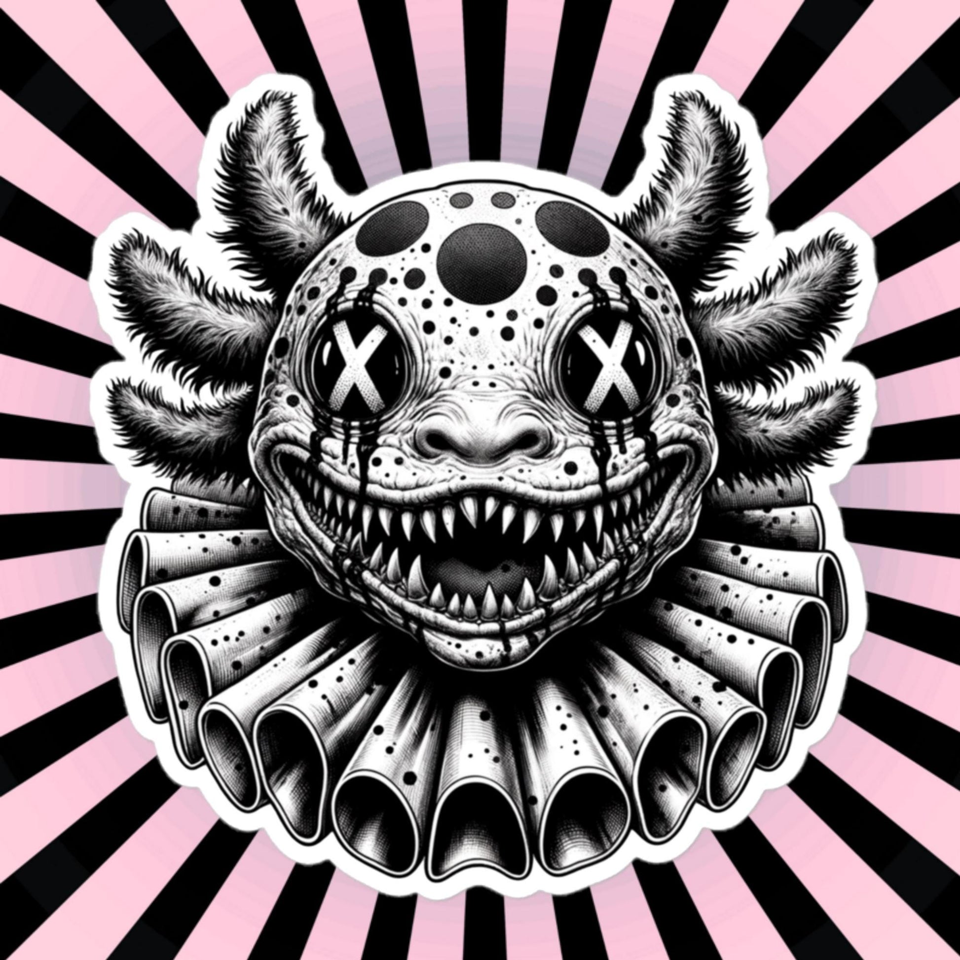 Macabre Horror Gothic Axolotl Clown Vinyl Sticker Gore Clowncore Gothic Evil Clown Weirdcore Waterproof Sticker