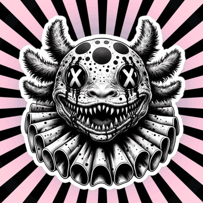 Macabre Horror Gothic Axolotl Clown Vinyl Sticker Gore Clowncore Gothic Evil Clown Weirdcore Waterproof Sticker