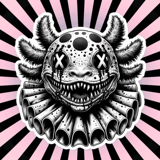 Macabre Horror Gothic Axolotl Clown Vinyl Sticker Gore Clowncore Gothic Evil Clown Weirdcore Waterproof Sticker