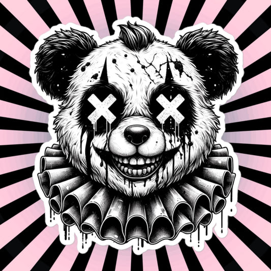 Macabre Horror Gothic Panda Clown Vinyl Sticker Gore Clowncore Gothic Evil Bear Clown Weirdcore Waterproof Sticker