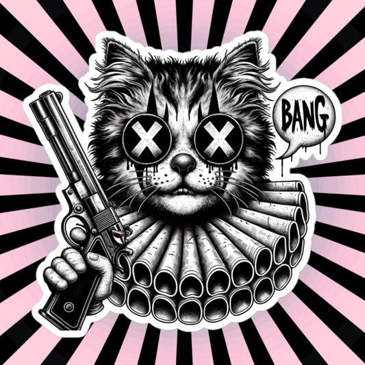 Macabre Horror Gothic Cat Clown Vinyl Sticker Gore Clowncore Gothic Evil Clown Weirdcore Waterproof Sticker
