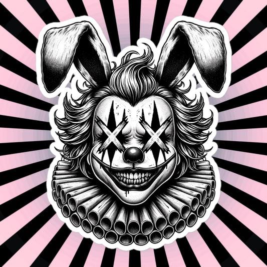 Macabre Horror Gothic Rabbit Clown Vinyl Sticker Gore Clowncore Gothic Evil Clown Weirdcore Waterproof Sticker