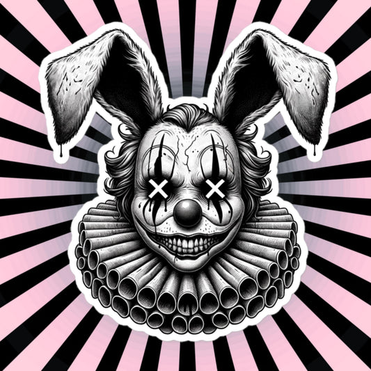 Macabre Horror Gothic Bunny Rabbit Clown Vinyl Sticker Gore Clowncore Gothic Evil Clown Weirdcore Waterproof Sticker