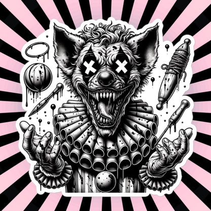Dark Macabre Horror Gothic Hyena Clown Vinyl Sticker Gore Clowncore Gothic Evil Clown Weirdcore Waterproof Sticker