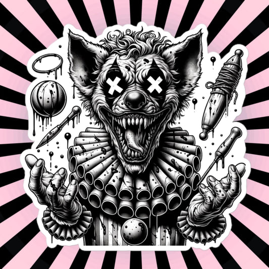 Dark Macabre Horror Gothic Hyena Clown Vinyl Sticker Gore Clowncore Gothic Evil Clown Weirdcore Waterproof Sticker