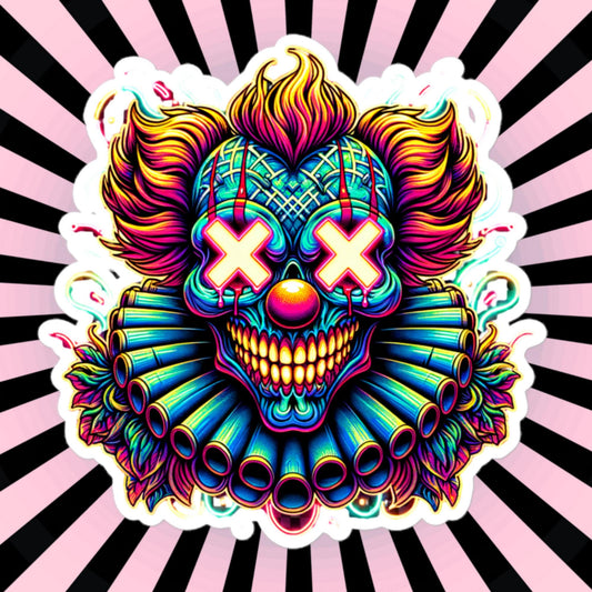 Neon Goth Weird Evil Clown Demon Vinyl Sticker Weirdcore Clowncore Creepy Animal Grunge Goth Waterproof Sticker