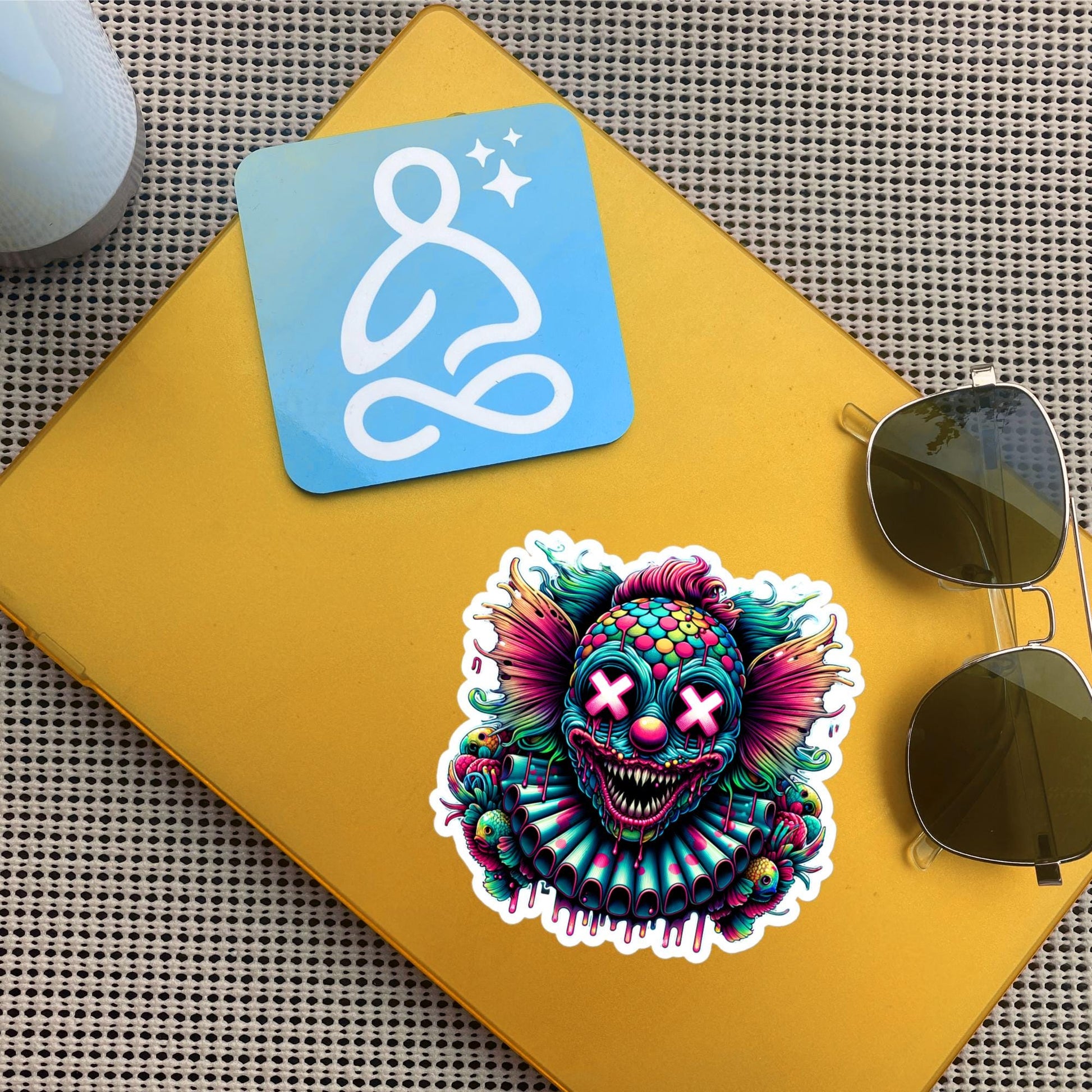 Trippy Weird Evil Clown Demon Vinyl Sticker Weirdcore Clowncore Creepy Clown Grunge Goth Waterproof Sticker