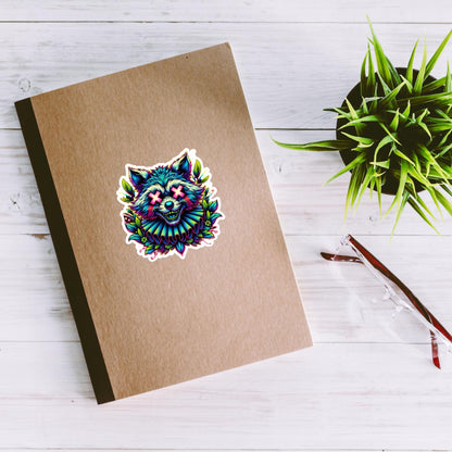 Trippy Weird Evil Clown Raccoon Vinyl Sticker Weirdcore Clowncore Creepy Trash Panda Grunge Goth Waterproof Sticker