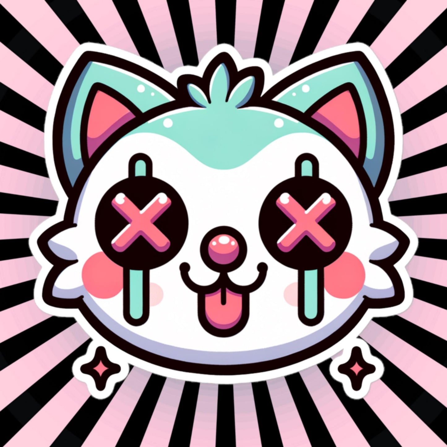 Creepy Cute Weird Kitty Vinyl Sticker Weirdcore Clowncore Pastel Grunge Goth Clown Cat Waterproof Sticker
