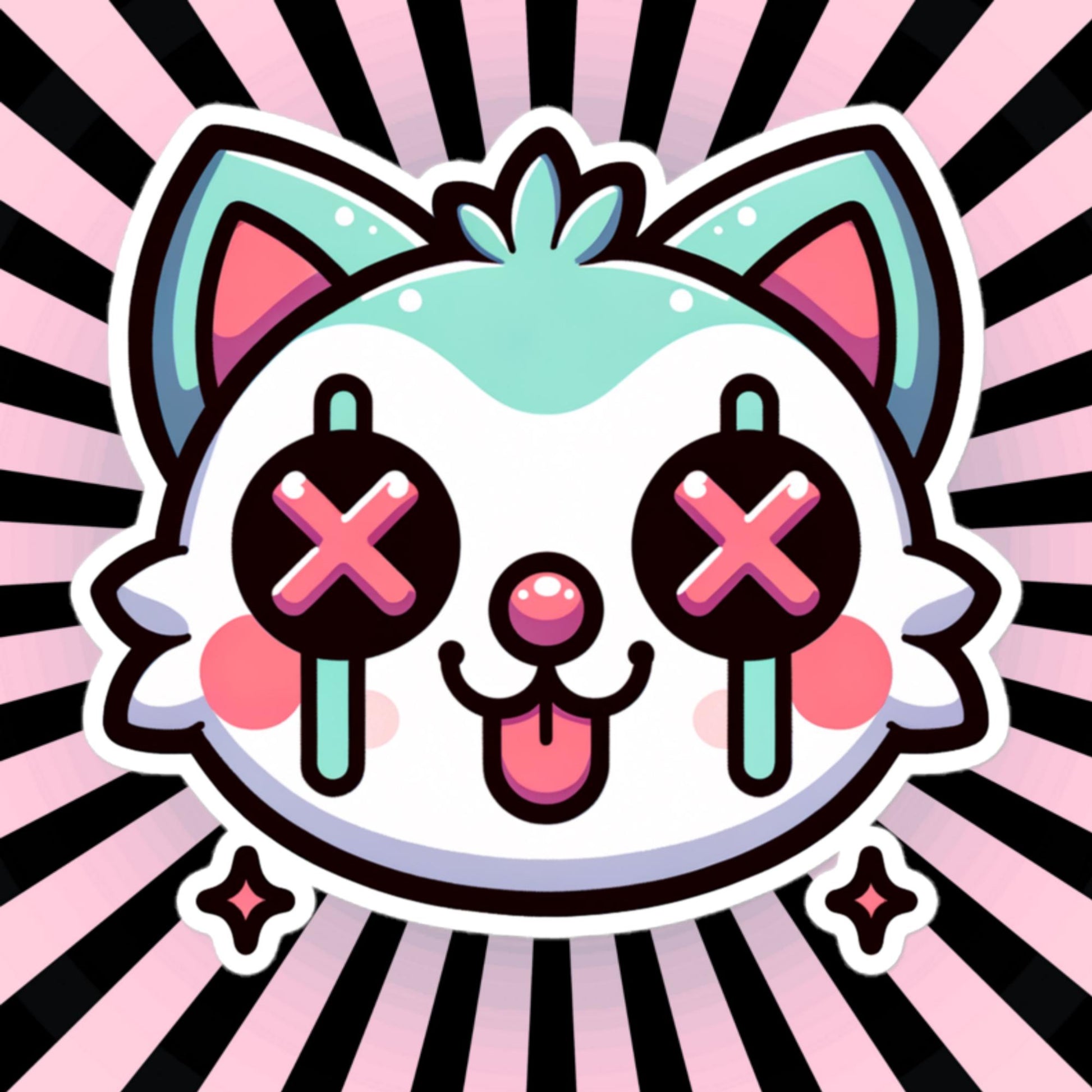Creepy Cute Weird Kitty Vinyl Sticker Weirdcore Clowncore Pastel Grunge Goth Clown Cat Waterproof Sticker
