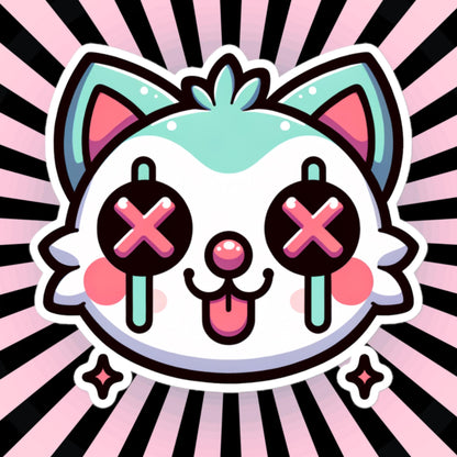 Creepy Cute Weird Kitty Vinyl Sticker Weirdcore Clowncore Pastel Grunge Goth Clown Cat Waterproof Sticker