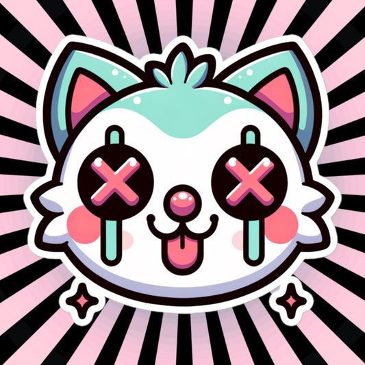 Creepy Cute Weird Kitty Vinyl Sticker Weirdcore Clowncore Pastel Grunge Goth Clown Cat Waterproof Sticker