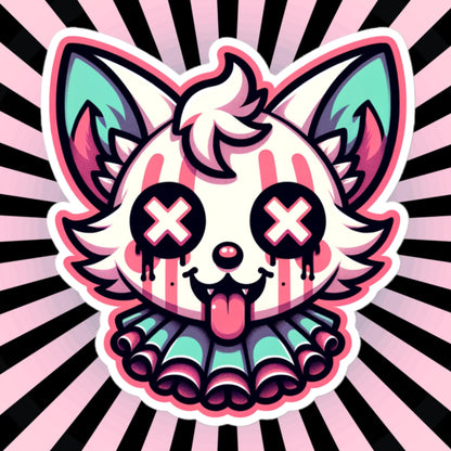 Creepy Cute Weird Gore Fox Clown Vinyl Sticker Weirdcore Clowncore Pastel Grunge Goth Clown Animal Waterproof Sticker
