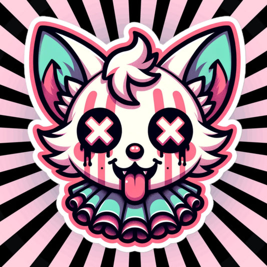 Creepy Cute Weird Gore Fox Clown Vinyl Sticker Weirdcore Clowncore Pastel Grunge Goth Clown Animal Waterproof Sticker