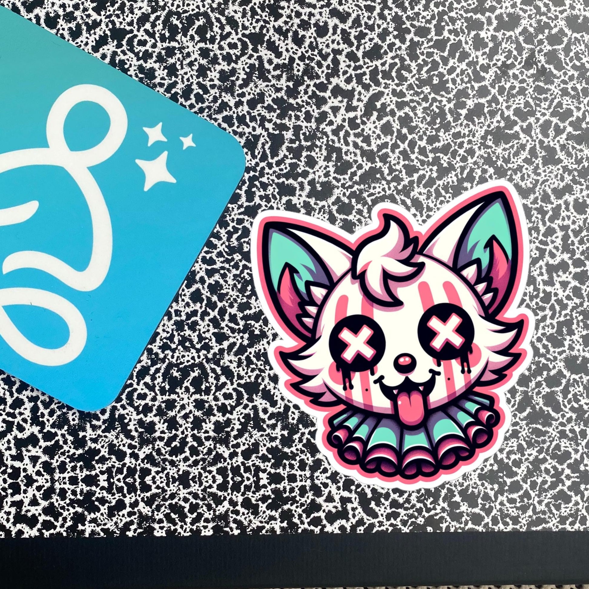 Creepy Cute Weird Gore Fox Clown Vinyl Sticker Weirdcore Clowncore Pastel Grunge Goth Clown Animal Waterproof Sticker