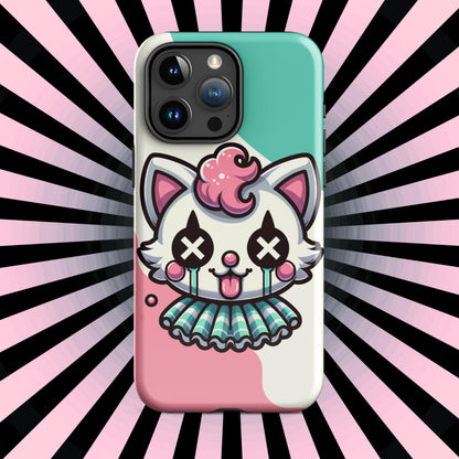 Creepy Cute Weirdcore Kitty Cat Clown Clowncore Grunge Pastel Goth Tough Case for iPhone®