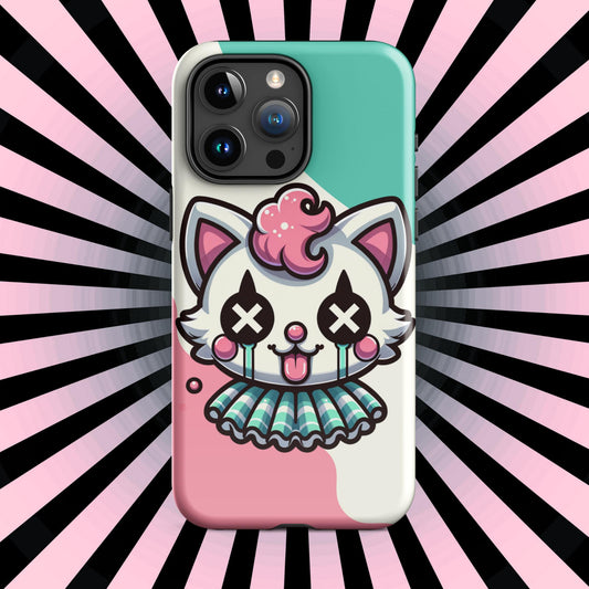 Creepy Cute Weirdcore Kitty Cat Clown Clowncore Grunge Pastel Goth Tough Case for iPhone®