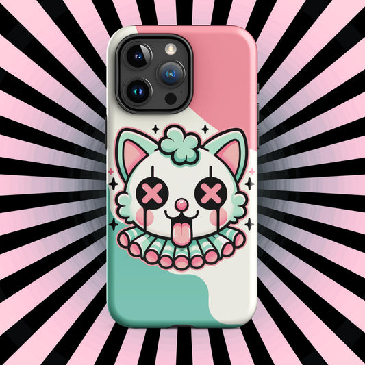 Creepy Cute Weirdcore Clown Cat Clowncore Grunge Pastel Goth Tough Case for iPhone® Glossy or Matte
