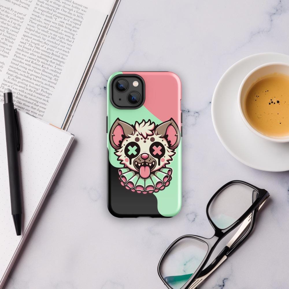 Creepy Weirdcore Gore Hyena Clown Clowncore Grunge Pastel Goth Tough Case for iPhone® Glossy or Matte