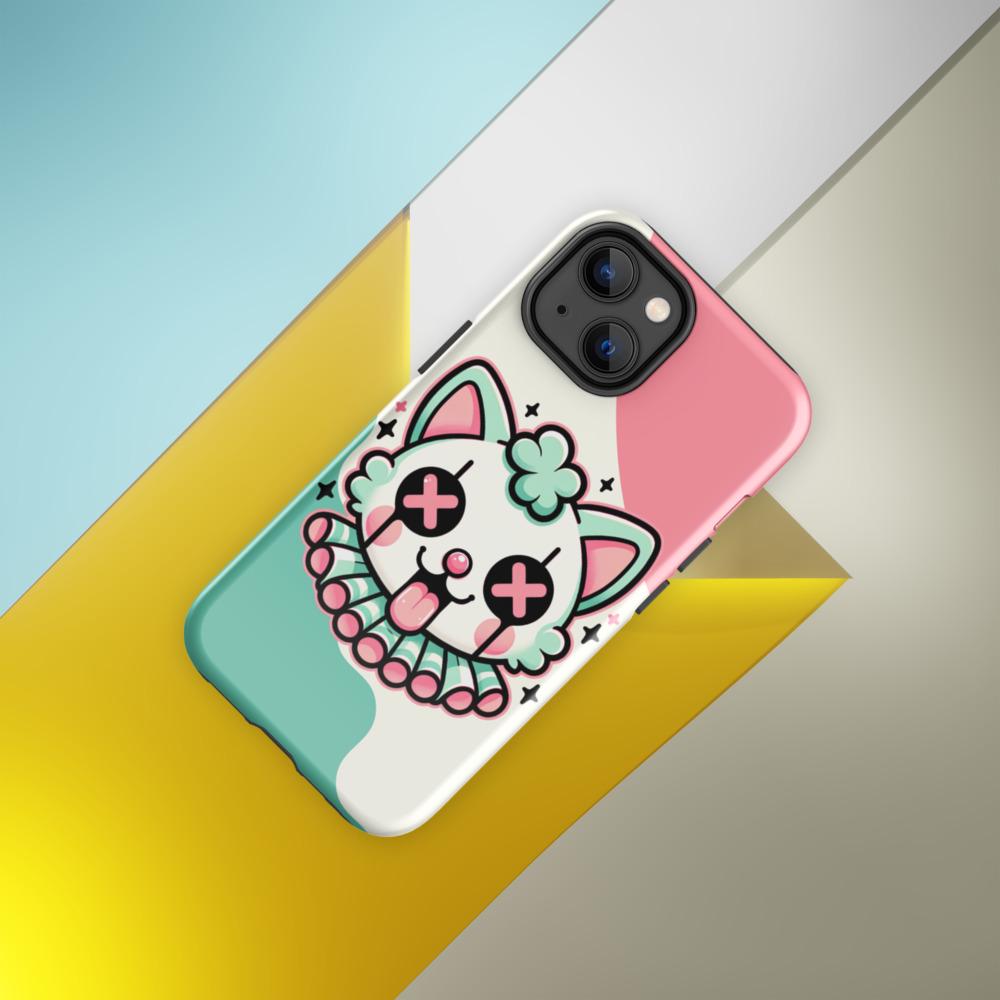 Creepy Cute Weirdcore Clown Cat Clowncore Grunge Pastel Goth Tough Case for iPhone® Glossy or Matte