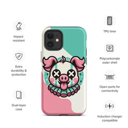 Creepy Cute Weirdcore Pig Clown Clowncore Grunge Pastel Goth Tough Case for iPhone® Glossy or Matte
