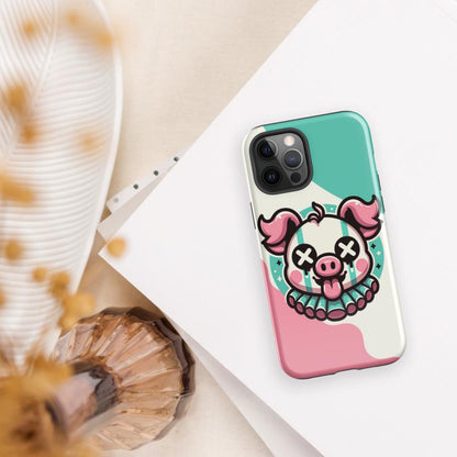 Creepy Cute Weirdcore Pig Clown Clowncore Grunge Pastel Goth Tough Case for iPhone® Glossy or Matte