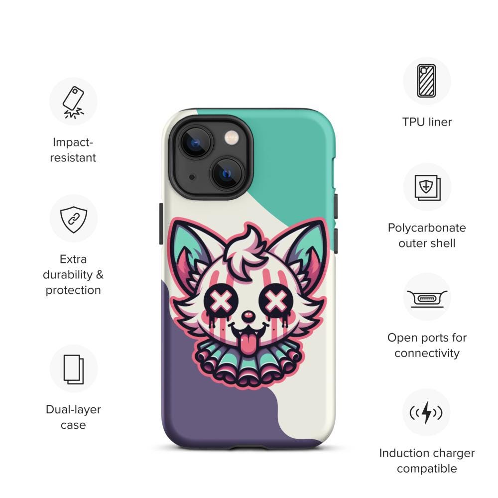 Creepy Cute Weirdcore Desert Fox Clown Clowncore Grunge Pastel Goth Tough Case for iPhone®