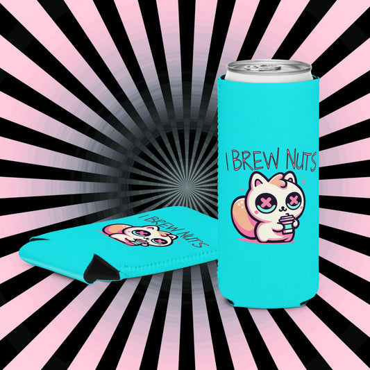 Weirdcore Kawaii Squirrel Can Cooler Beer Pastel Goth Grunge Coozie I Brew Nuts Beverage Koozie