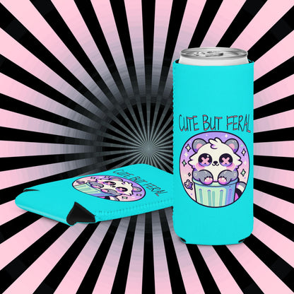 Pastel Goth Weirdcore Cute But Feral Beer Coozie Grunge Raccoon Can Cooler Koozie