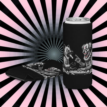 Dark Clown and Hyena Weirdcore Goth Can cooler Hyena Clown Coozie Unique Beer Holder