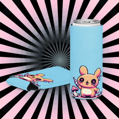 Trippy Gore Weirdcore Bunny Coozie Pastel Goth Rabbit Mushroom Beverage Holder